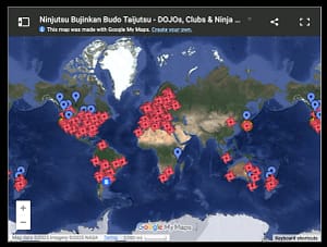Google Map of Ninjutsu Bujinkan Dojos